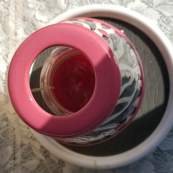 Home Interiors Zebra print Candle Shade NEW pink heart & trim edge for candles - Picture 8 of 11